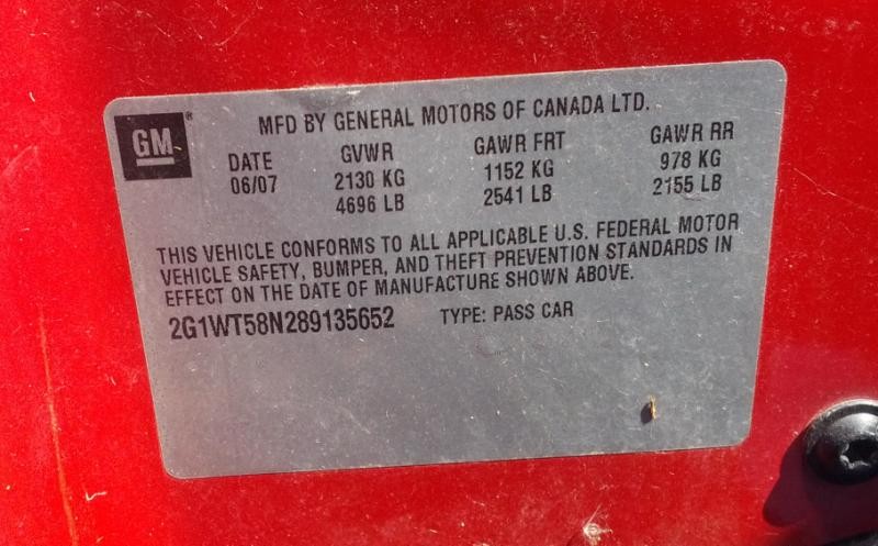 2008 Chevrolet Impala LT 3.5 (AA0011) Part Out - Image 3