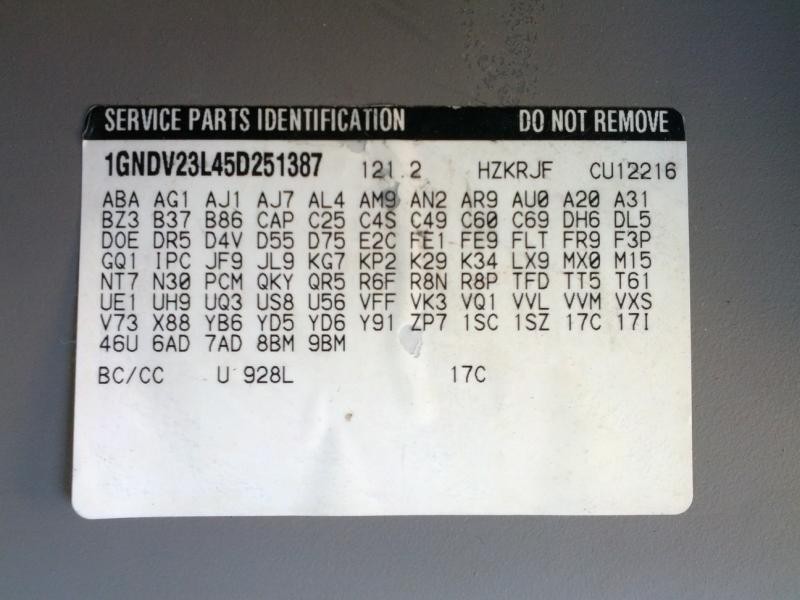 2005 Chevrolet Uplander LS (AA0093) Part Out