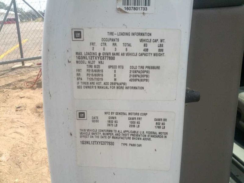 2000 Oldsmobile Alero GL (AA0136) Part Out