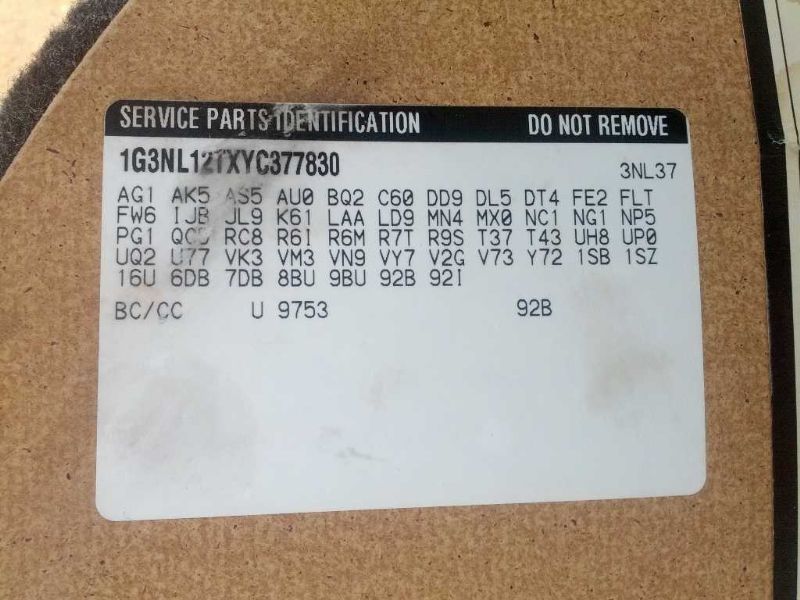 2000 Oldsmobile Alero GL (AA0136) Part Out