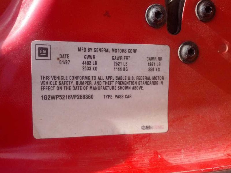 1997 Pontiac Grand Prix GTP (AA0137) Part Out