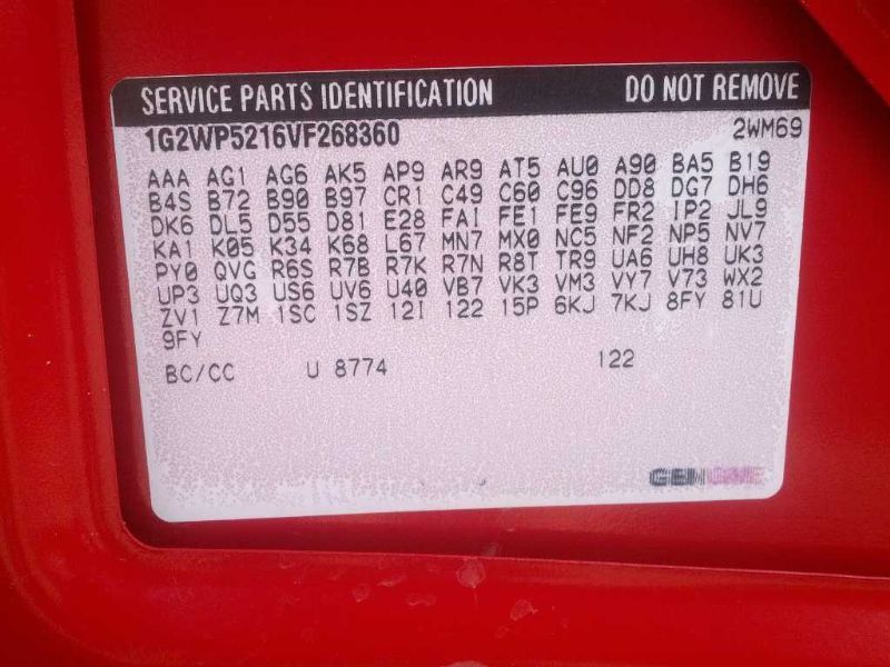 1997 Pontiac Grand Prix GTP (AA0137) Part Out