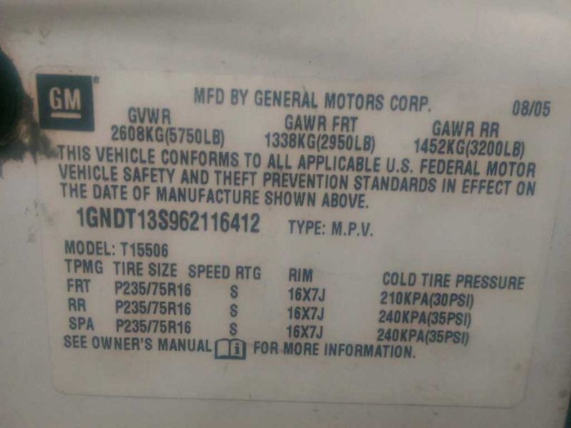 2006 Chevrolet Trailblazer LS (AA0196) Part Out