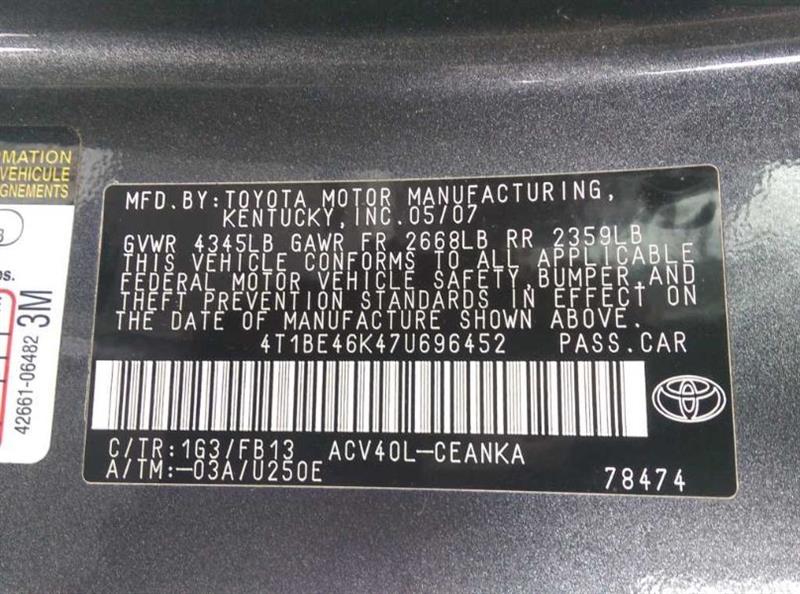2007 Toyota Camry LE (AA0217) Part Out