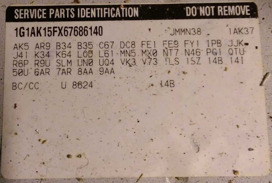 2006 Chevrolet Cobalt LS (AA0219) Part Out