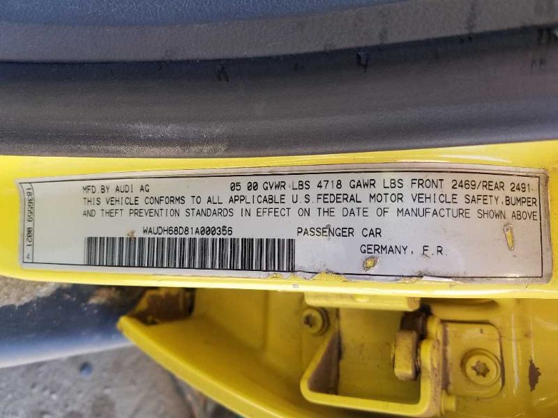 2001 Audi A4 Quattro (AA0221) Part Out