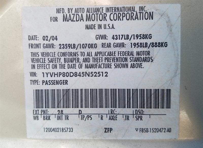 2004 Mazda Mazda6 s (AA0245) Part Out