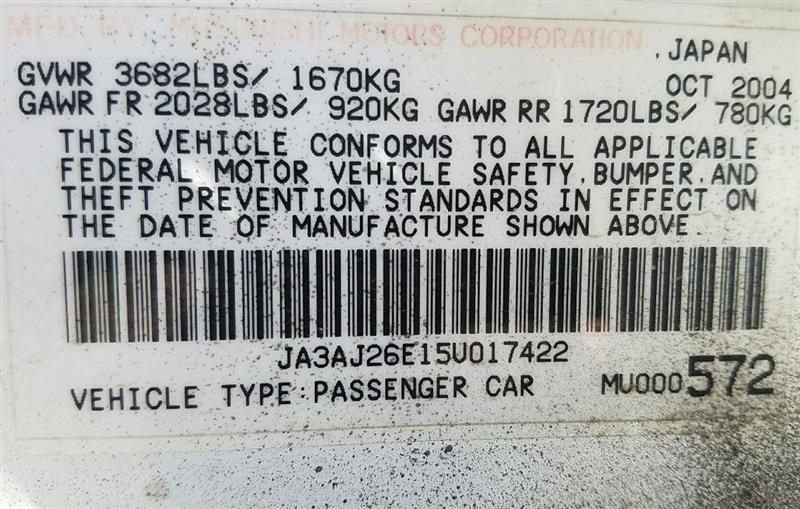 2005 Mitsubishi Lancer ES (AA0261) Part Out