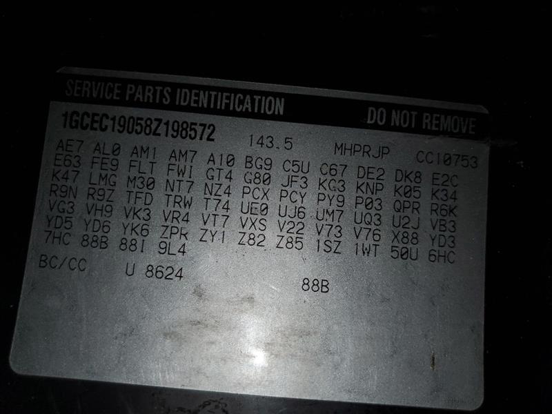 2008 Chevrolet Silverado C1500 Work Truck (AA0282) Part Out