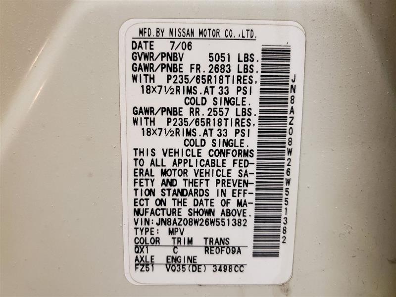 2006 Nissan Murano SL (AA0283) Part Out